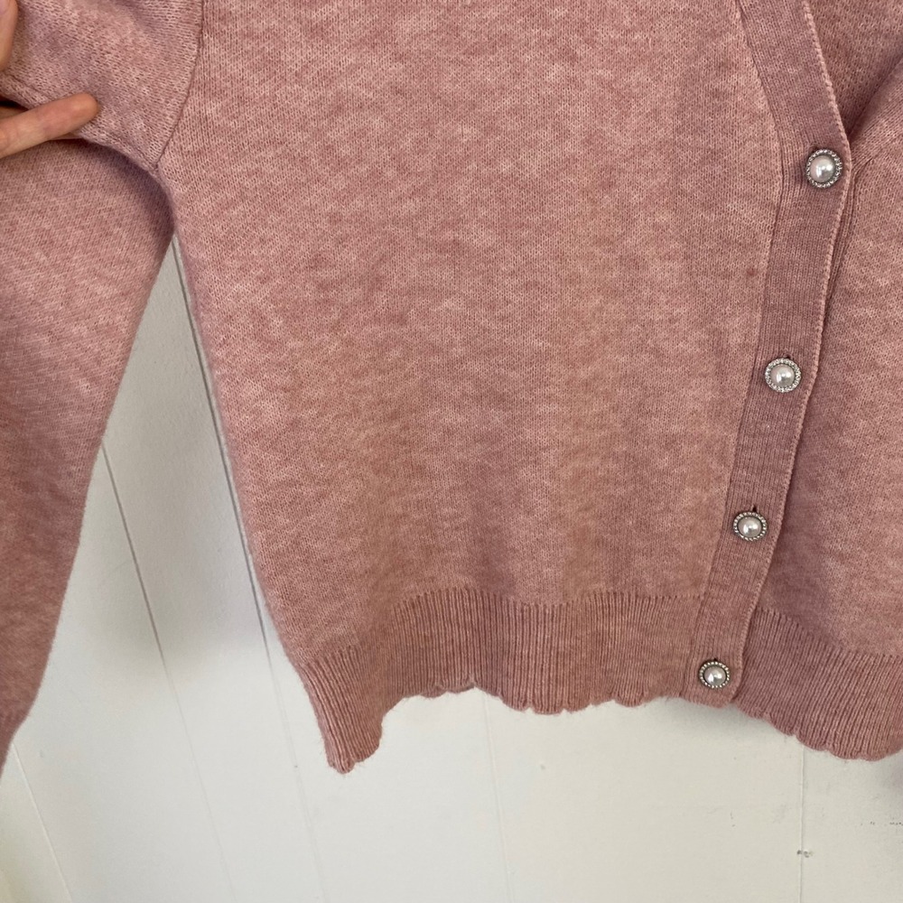 Celebrity Pink Pale Mauve V-Neck Faux Pearl Button Cardigan Sweater XXXL - Picture 9 of 12